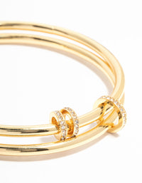 Gold Plated Layered Rings Bangle - link has visual effect only