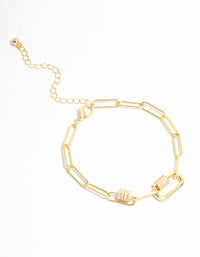 Gold Plated Mini Oval Link Bracelet - link has visual effect only