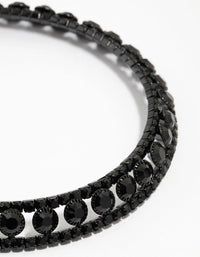 Black Coated Metal Diamante Collar Choker - link has visual effect only