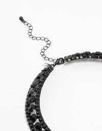 Black Coated Metal Diamante Collar Choker - link has visual effect only