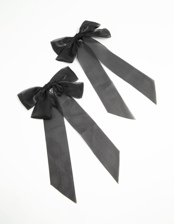 Black Organza Fabric Large Bows 2-Pack