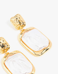 Gold Plated Molten Pearlescent Station Drop Earrings - link has visual effect only