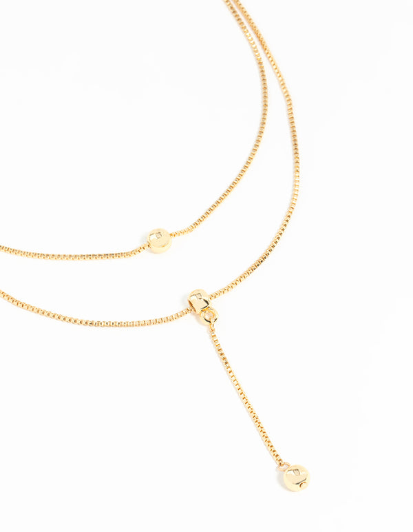 Gold Plated Box Chain Layered Necklace