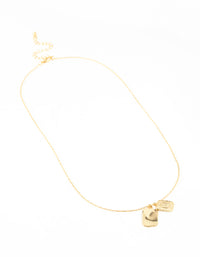 Gold Plated Rectangle Textured Tag Necklace - link has visual effect only