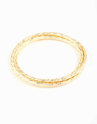 Gold Plated Textured Bangles 3-Pack - link has visual effect only