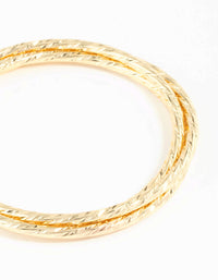 Gold Plated Textured Bangles 3-Pack - link has visual effect only