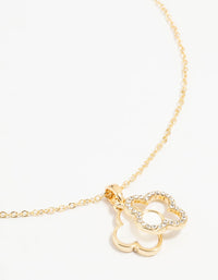 Gold Plated Diamante Outline Pendant Flower Necklace - link has visual effect only