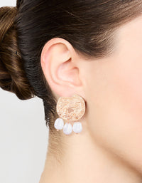 Gold Hammered Coin & Pearl Drop Earrings - link has visual effect only