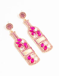 Gold Luxe Pink Champagne Bottle Earrings - link has visual effect only