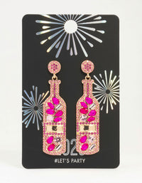 Gold Luxe Pink Champagne Bottle Earrings - link has visual effect only