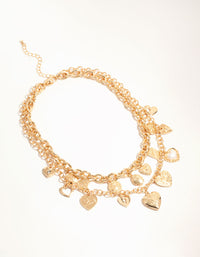 Gold Layered Heart Charm Necklace - link has visual effect only