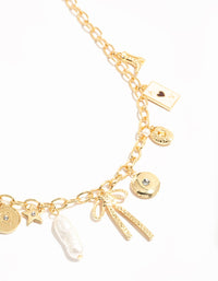 Gold Plated Bow & Star Charm Necklace - link has visual effect only