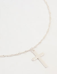 Silver Cross Twisted Chain Pendant Necklace - link has visual effect only