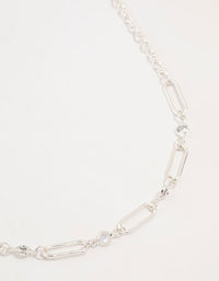 Silver Diamante Rectangular Chain Necklace - link has visual effect only