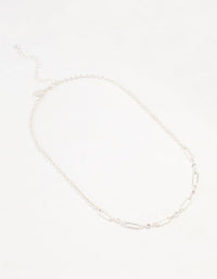 Silver Diamante Rectangular Chain Necklace - link has visual effect only