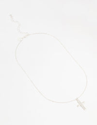 Silver Glitter Cross Necklace - link has visual effect only