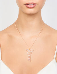 Gold Diamante Bow Drop Necklace - link has visual effect only