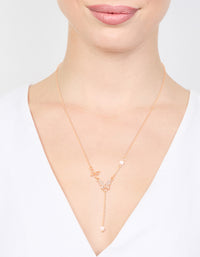 Gold Diamante Pearl Butterfly Y-Necklace - link has visual effect only