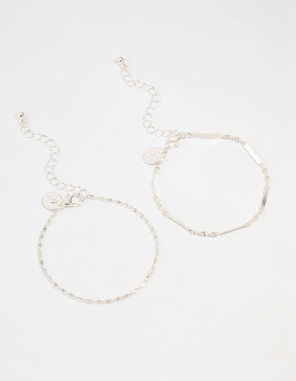 Silver Twist Tab Bracelets 2-Pack