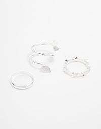 Silver Butterfly & Smooth Stacking Rings 3-Pack - link has visual effect only