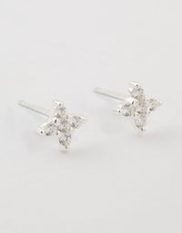 Sterling Silver Cubic Zirconia Micro Flower Stud Earrings - link has visual effect only