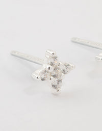 Sterling Silver Cubic Zirconia Micro Flower Stud Earrings - link has visual effect only