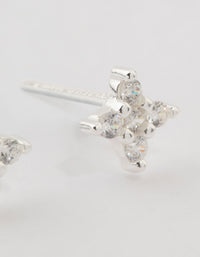 Sterling Silver Cubic Zirconia Micro Flower Stud Earrings - link has visual effect only