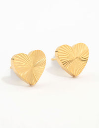 Waterproof Gold Plated Stainless Steel Heart Stud Earrings - link has visual effect only