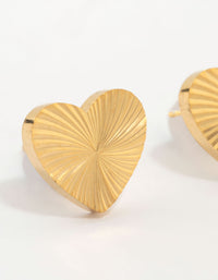 Waterproof Gold Plated Stainless Steel Heart Stud Earrings - link has visual effect only