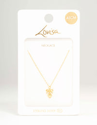 Gold Plated Sterling Silver Bow & Heart Necklace - link has visual effect only