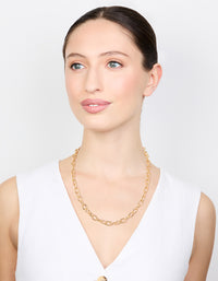 Gold Plated Round Link Necklace - link has visual effect only