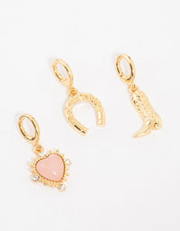 Gold Plated Horseshoe & Heart Charms 3-Pack - link has visual effect only