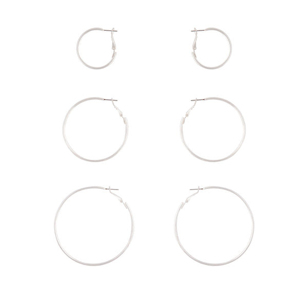 Silver Sleeper Round Hoop Trio