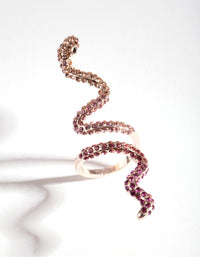 Rose Gold Elongated Diamante Snake Ring - link has visual effect only