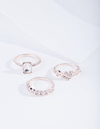 Rose Gold Chunky Engagement Ring Stack - link has visual effect only