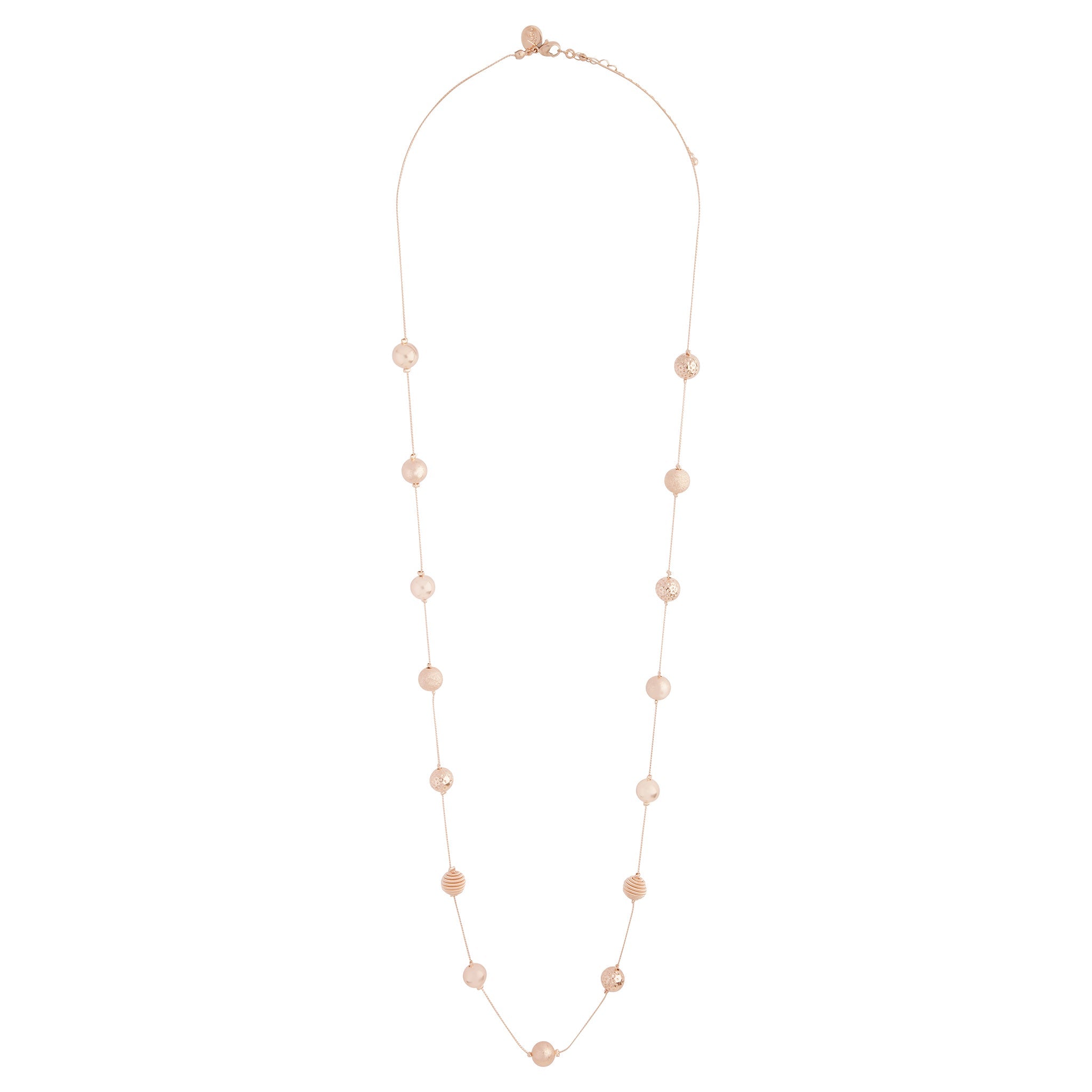 Rose Gold Mixed Station Ball Necklace