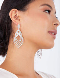 Silver Layered Tier Drop Earrings - link has visual effect only