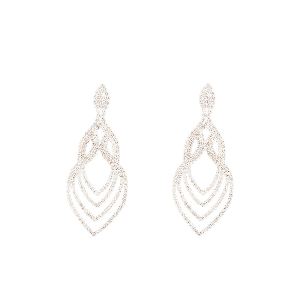 Silver Layered Tier Drop Earrings