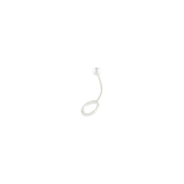 Sterling Silver Diamante Circle Belly Bar
