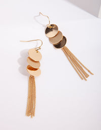 Gold Disc Chain Tassel Earrings - link has visual effect only