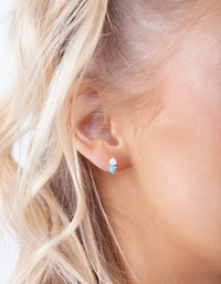 Sterling Silver Double Synthetic Opal Stud Earrings - link has visual effect only
