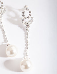 Silver Pearl Gem Drop Earrings - link has visual effect only