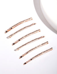 Rose Gold Fine Diamante Clip 6-Pack - link has visual effect only