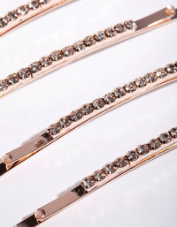 Rose Gold Fine Diamante Clip 6-Pack - link has visual effect only