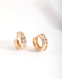 Gold Diamante Set Huggie Earrings - link has visual effect only