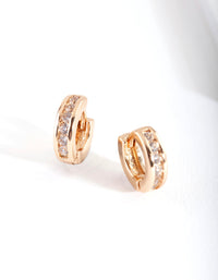 Gold Diamante Set Huggie Earrings - link has visual effect only