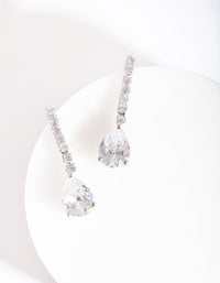 Silver Cubic Zirconia Pear Cupchain Drop Earrings - link has visual effect only