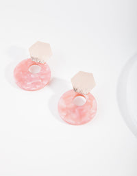 Rose Gold Hexagon Acrylic Drop Earrings - link has visual effect only