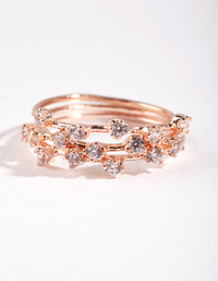 Rose Gold Cubic Zirconia Pattern Ring Stack - link has visual effect only