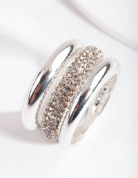 Silver Curve Band Diamante Ring Pack - link has visual effect only